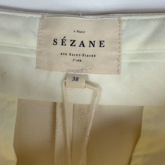 SÉZANE Martin Trouser Pants Ecru Cream High Rise Wool Blend Straight Leg Sz 38 6 - Picture 11 of 16